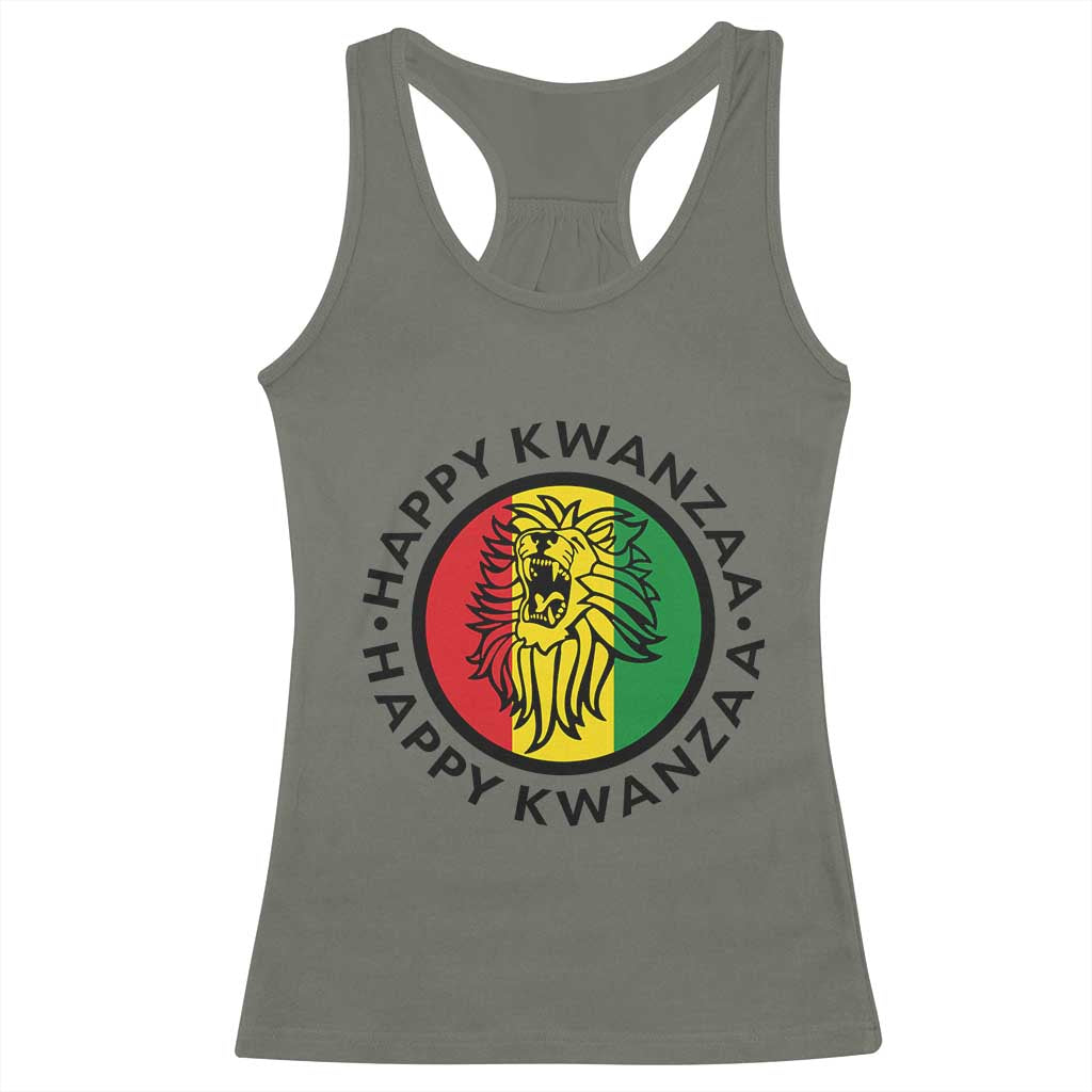 Happy Kwanzaa King Lion Of Africa Heritage Gift Racerback Tank Top TS12 Military Green Print Your Wear