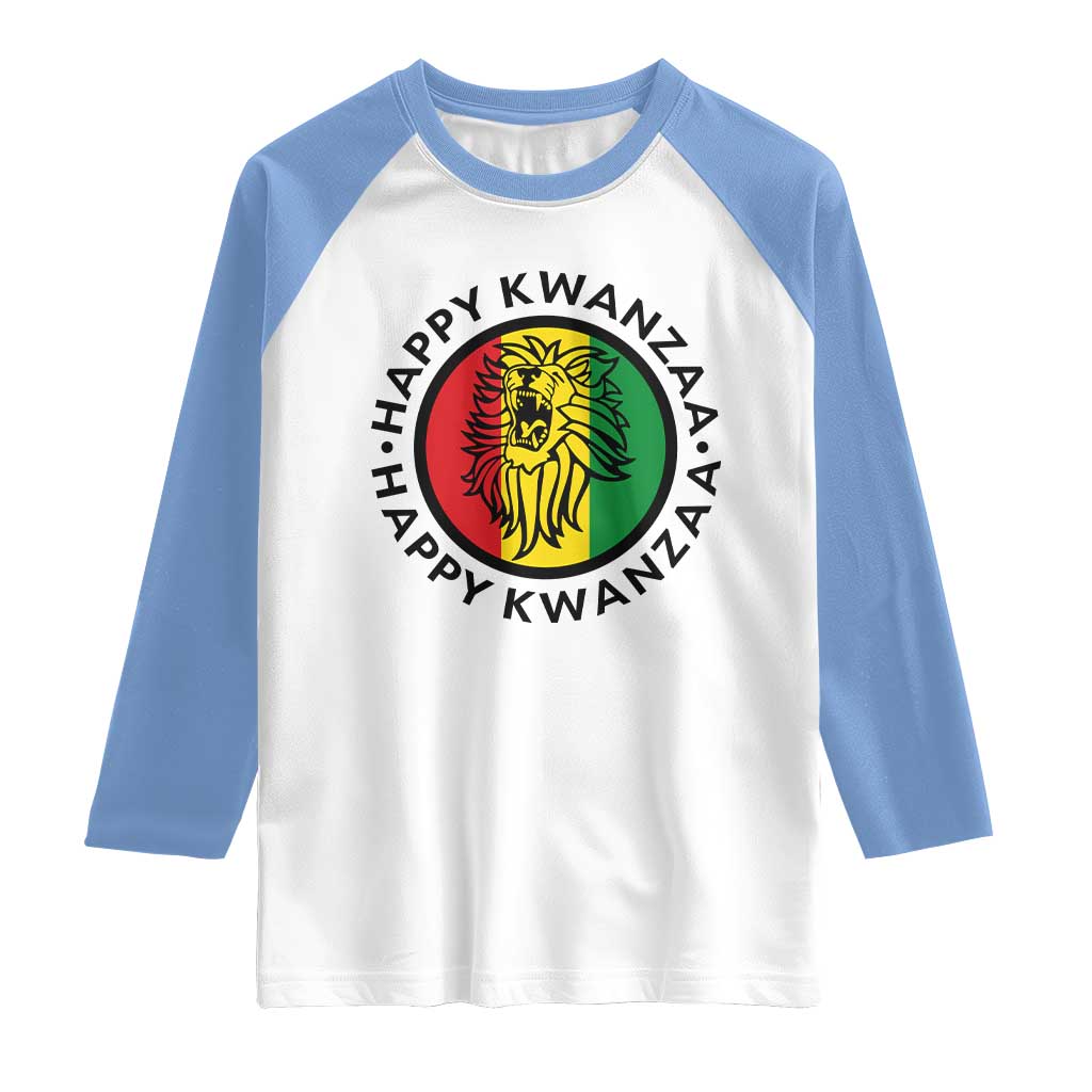 Happy Kwanzaa King Lion Of Africa Heritage Gift Raglan Shirt TS12 White Carolina Blue Print Your Wear