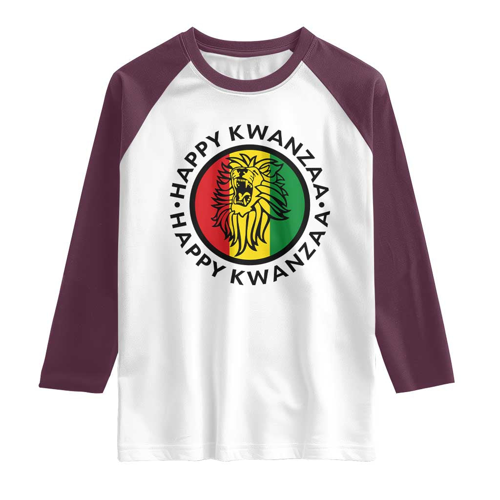 Happy Kwanzaa King Lion Of Africa Heritage Gift Raglan Shirt TS12 White Maroon Print Your Wear
