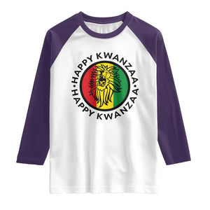 Happy Kwanzaa King Lion Of Africa Heritage Gift Raglan Shirt TS12 White Purple Print Your Wear