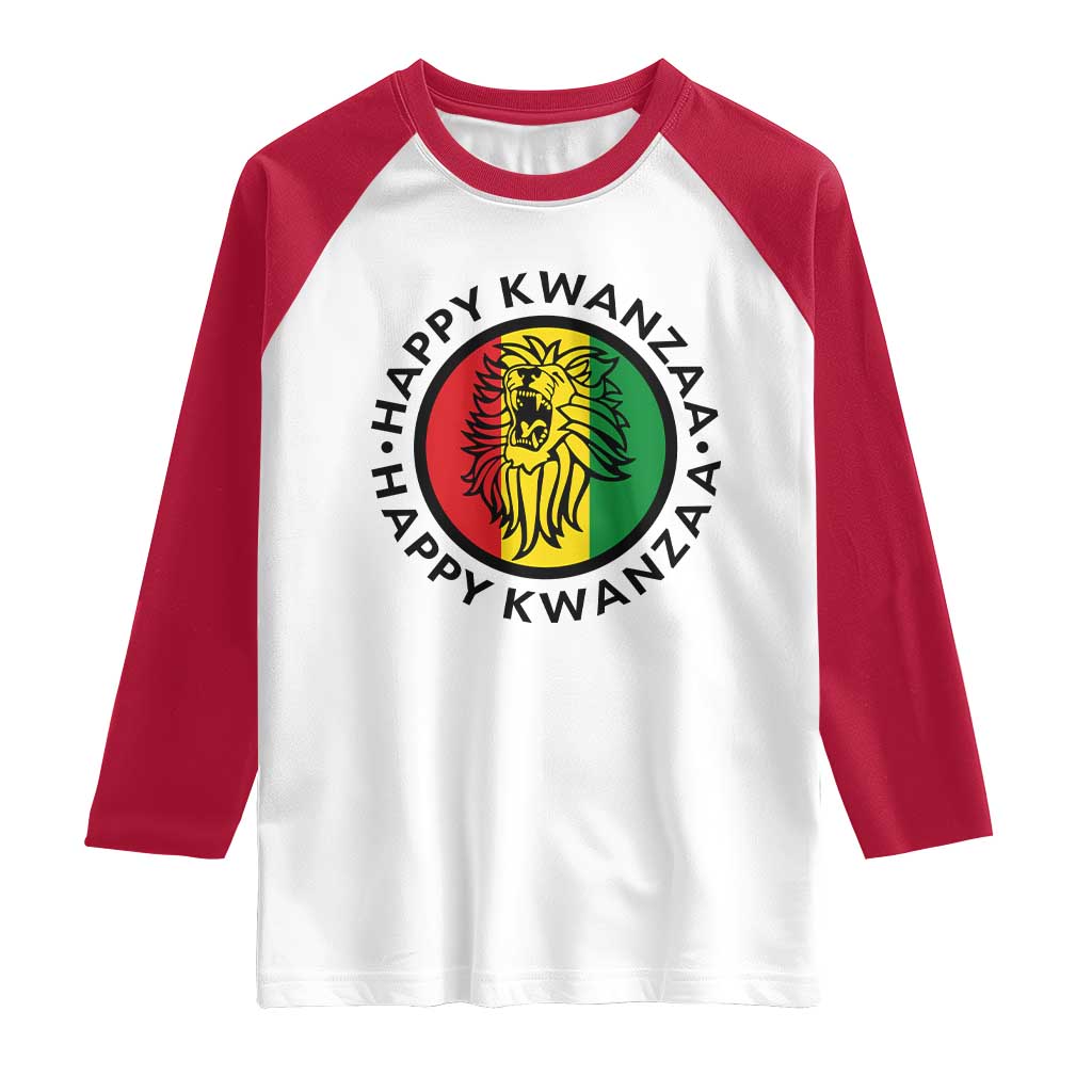 Happy Kwanzaa King Lion Of Africa Heritage Gift Raglan Shirt TS12 White Red Print Your Wear