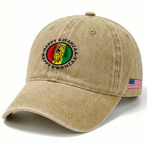 Happy Kwanzaa King Lion Of Africa Heritage Gift Washed Cotton Baseball Cap TS12 Print Your Wear