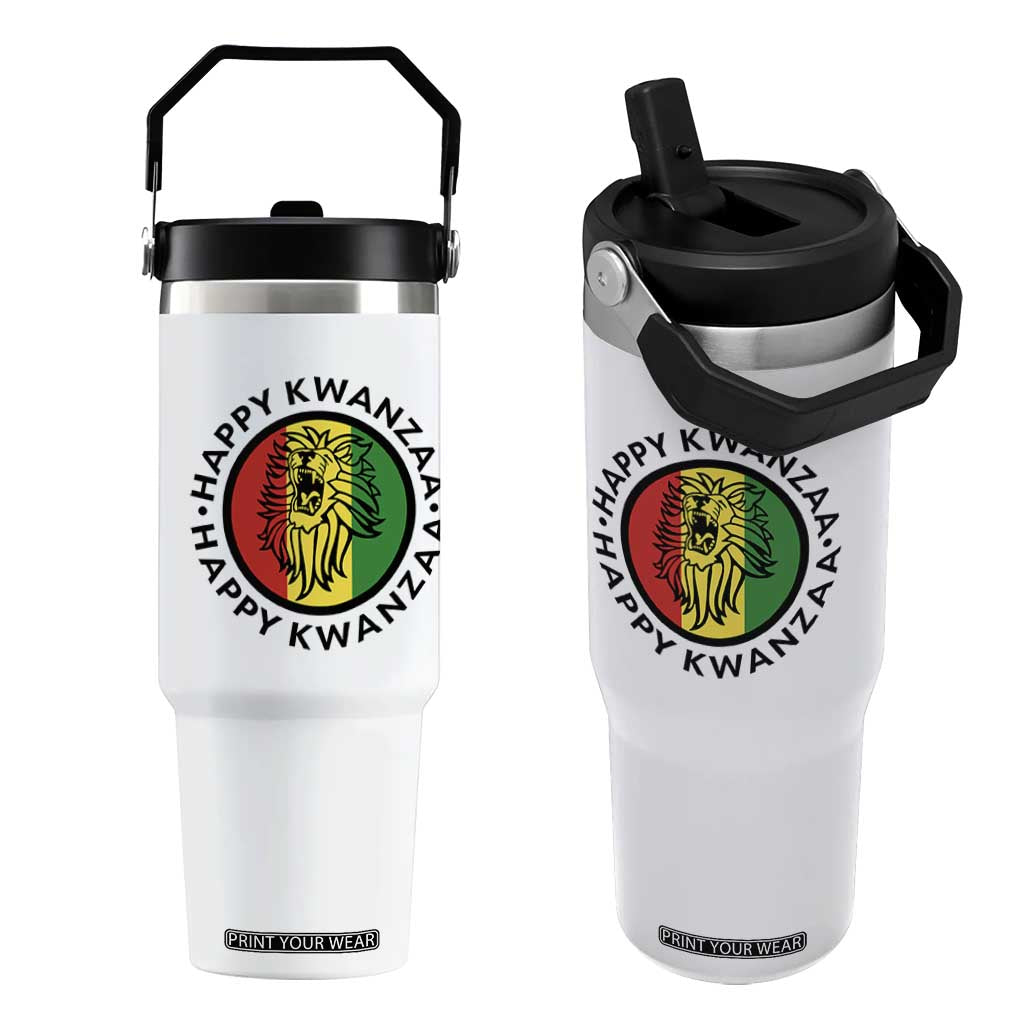 Happy Kwanzaa King Lion Of Africa Heritage Gift Flip Straw Tumbler TS12 One Size: 30 oz White Print Your Wear