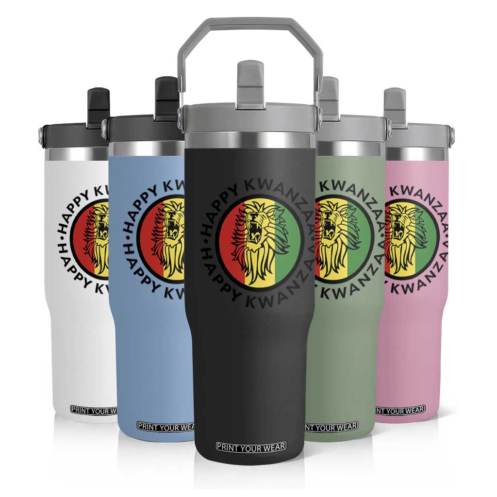 Happy Kwanzaa King Lion Of Africa Heritage Gift Flip Straw Tumbler TS12 Print Your Wear