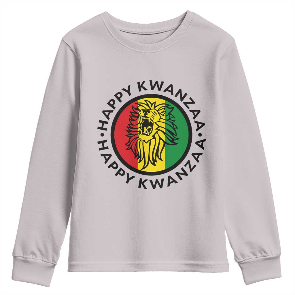 Happy Kwanzaa King Lion Of Africa Heritage Gift Youth Sweatshirt TS12 Ice Gray Print Your Wear