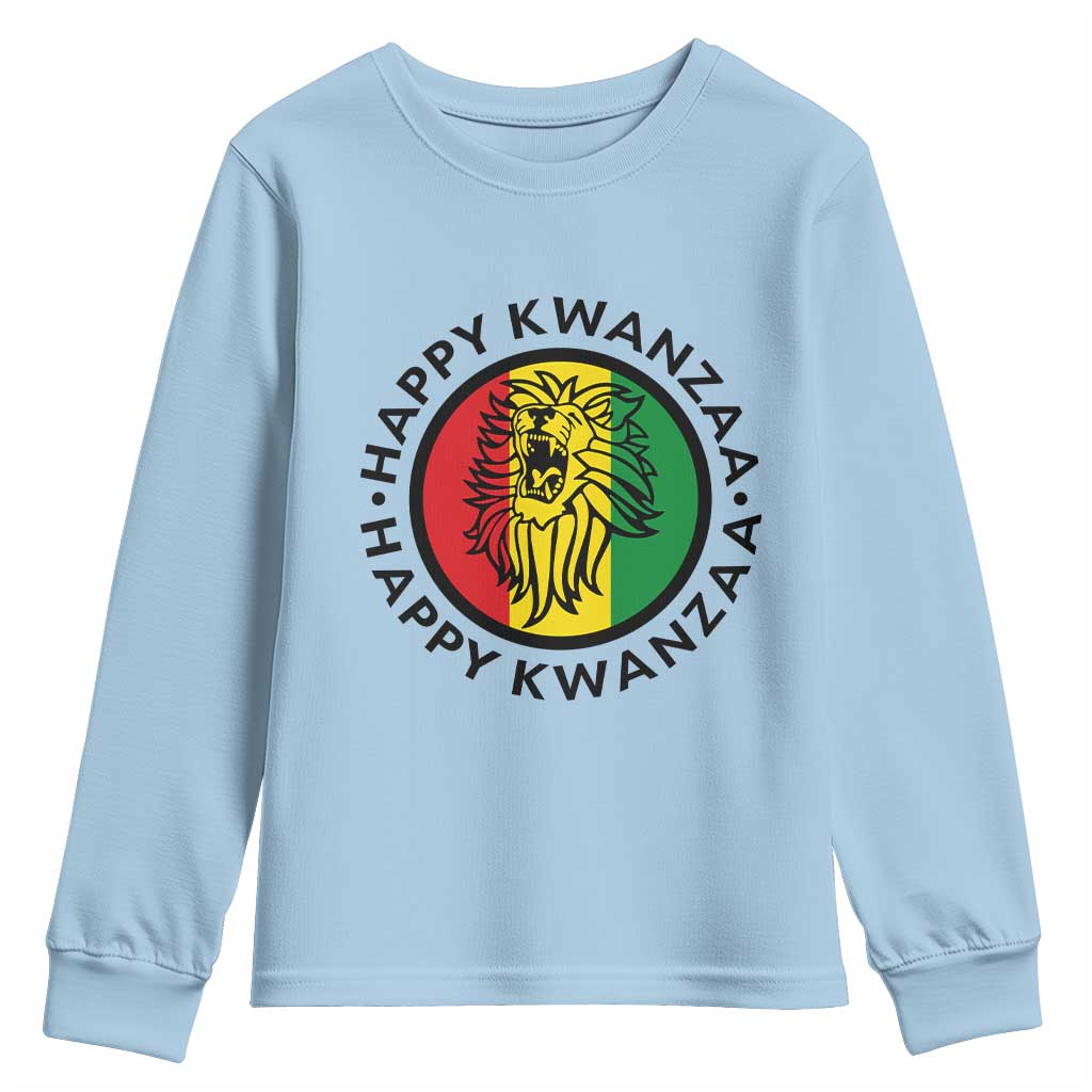 Happy Kwanzaa King Lion Of Africa Heritage Gift Youth Sweatshirt TS12 Light Blue Print Your Wear