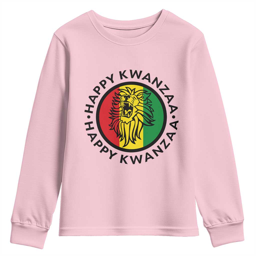 Happy Kwanzaa King Lion Of Africa Heritage Gift Youth Sweatshirt TS12 Light Pink Print Your Wear