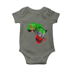 Happy Kwanzaa Lion Baby Onesie African Heritage Pride Gift For Men TS12 Military Green Print Your Wear