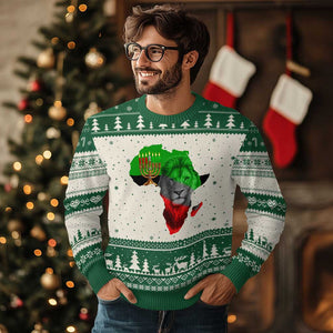 Happy Kwanzaa Lion Ugly Christmas Sweater African Heritage Pride Gift For Men TS12 Beige Green Print Your Wear