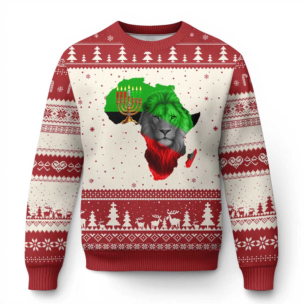 Happy Kwanzaa Lion Ugly Christmas Sweater African Heritage Pride Gift For Men TS12 Beige Red Print Your Wear