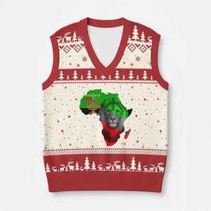 Happy Kwanzaa Lion V-Neck Knit Sweater Vest African Heritage Pride Gift For Men TS12 Beige Red Print Your Wear