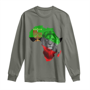 Happy Kwanzaa Lion Long Sleeve Shirt African Heritage Pride Gift For Men TS12 Military Green Print Your Wear