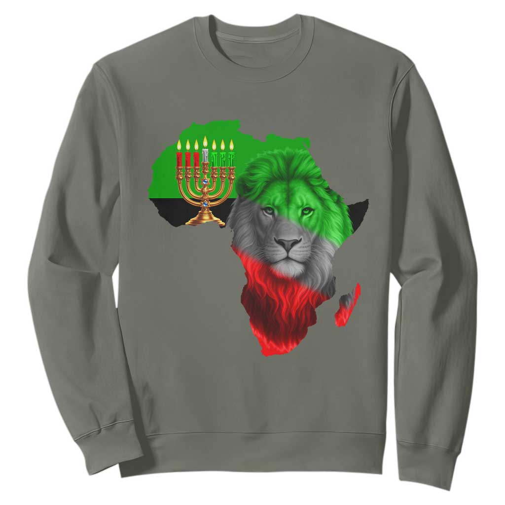 Happy Kwanzaa Lion Sweatshirt African Heritage Pride Gift For Men TS12 Military Green Print Your Wear