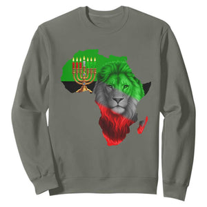 Happy Kwanzaa Lion Sweatshirt African Heritage Pride Gift For Men TS12 Military Green Print Your Wear