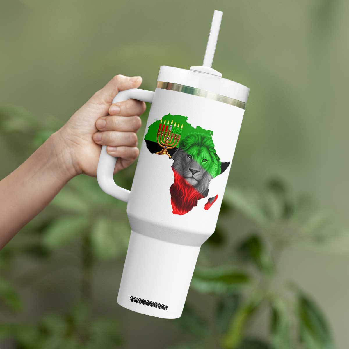 Happy Kwanzaa Lion Tumbler With Handle African Heritage Pride Gift For Men TS12 Print Your Wear
