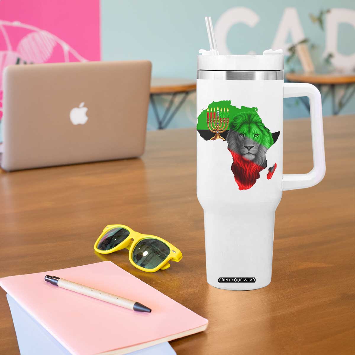 Happy Kwanzaa Lion Tumbler With Handle African Heritage Pride Gift For Men TS12 Print Your Wear