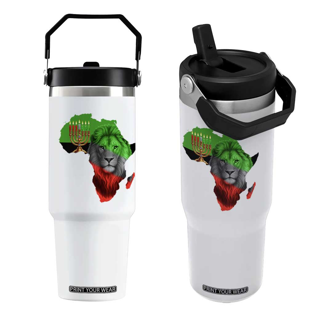 Happy Kwanzaa Lion Flip Straw Tumbler African Heritage Pride Gift For Men TS12 One Size: 30 oz White Print Your Wear