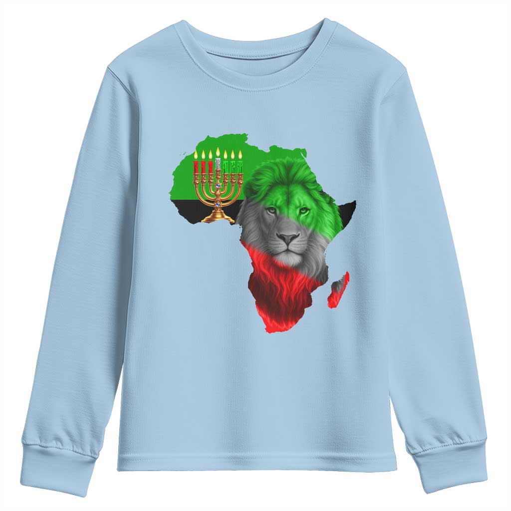 Happy Kwanzaa Lion Youth Sweatshirt African Heritage Pride Gift For Men TS12 Light Blue Print Your Wear