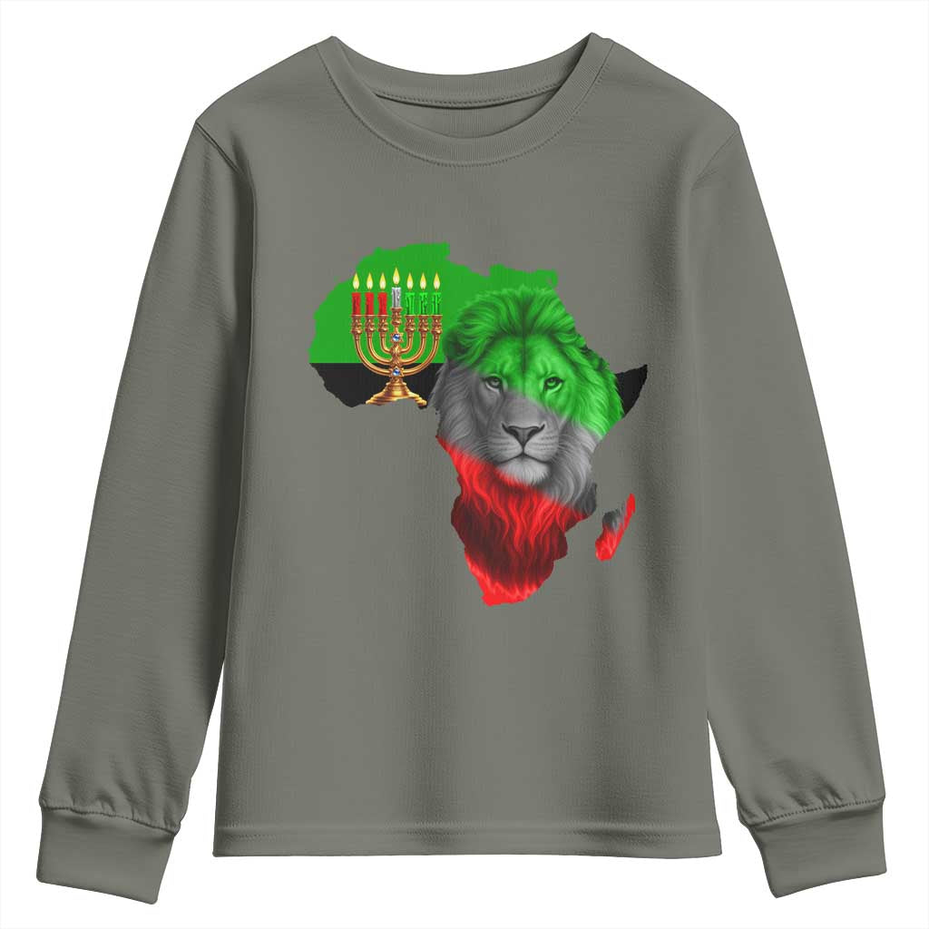 Happy Kwanzaa Lion Youth Sweatshirt African Heritage Pride Gift For Men TS12 Military Green Print Your Wear