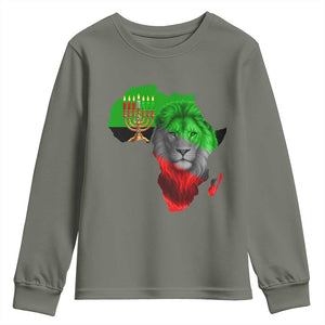 Happy Kwanzaa Lion Youth Sweatshirt African Heritage Pride Gift For Men TS12 Military Green Print Your Wear
