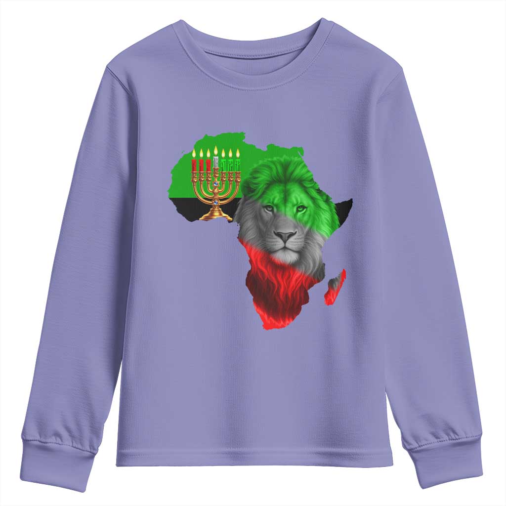 Happy Kwanzaa Lion Youth Sweatshirt African Heritage Pride Gift For Men TS12 Violet Print Your Wear