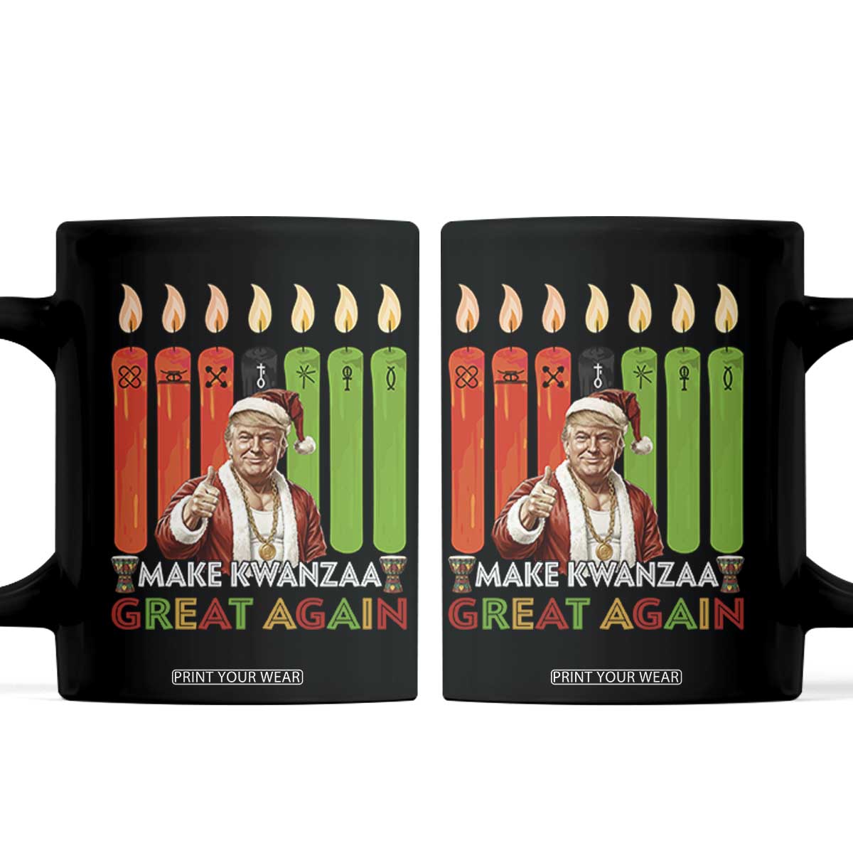 Funny Santa Trump Coffee Mug Make Kwanzaa Great Again African Heritage Gift TS12 Black Print Your Wear