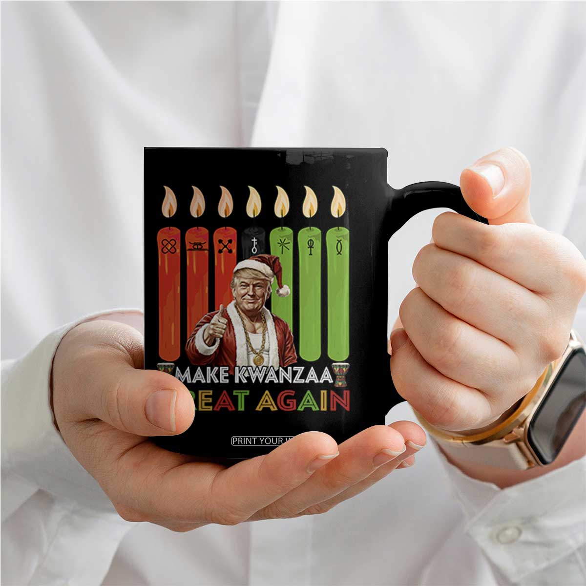 Funny Santa Trump Coffee Mug Make Kwanzaa Great Again African Heritage Gift TS12 Print Your Wear