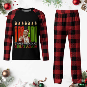 Funny Santa Trump Plaid Pajama Set Make Kwanzaa Great Again African Heritage Gift - Print Your Wear