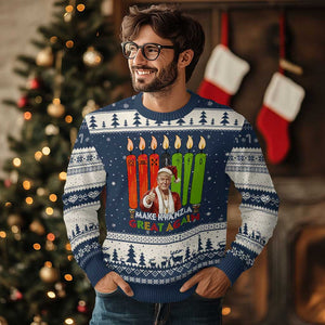Funny Santa Trump Ugly Christmas Sweater Make Kwanzaa Great Again African Heritage Gift - Print Your Wear