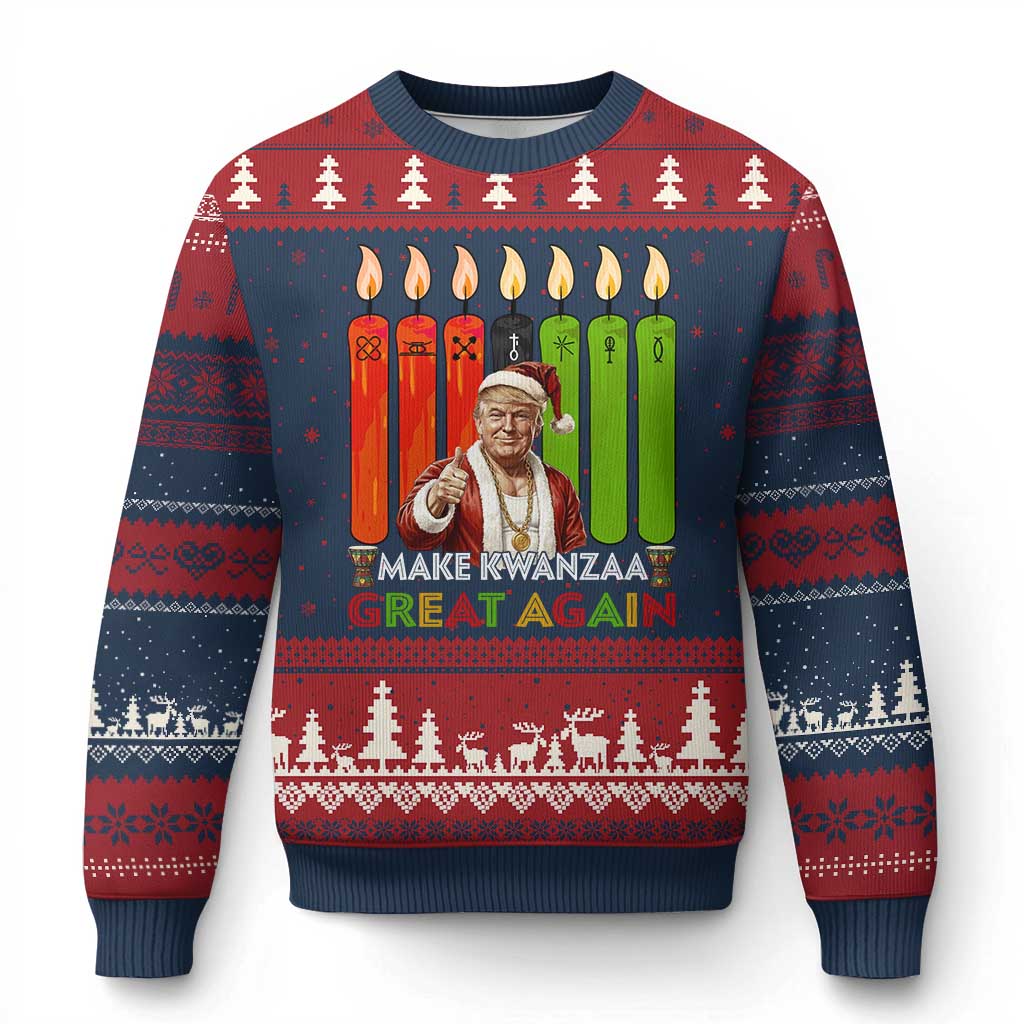 Funny Santa Trump Ugly Christmas Sweater Make Kwanzaa Great Again African Heritage Gift - Print Your Wear