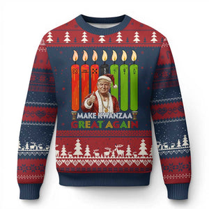 Funny Santa Trump Ugly Christmas Sweater Make Kwanzaa Great Again African Heritage Gift - Print Your Wear