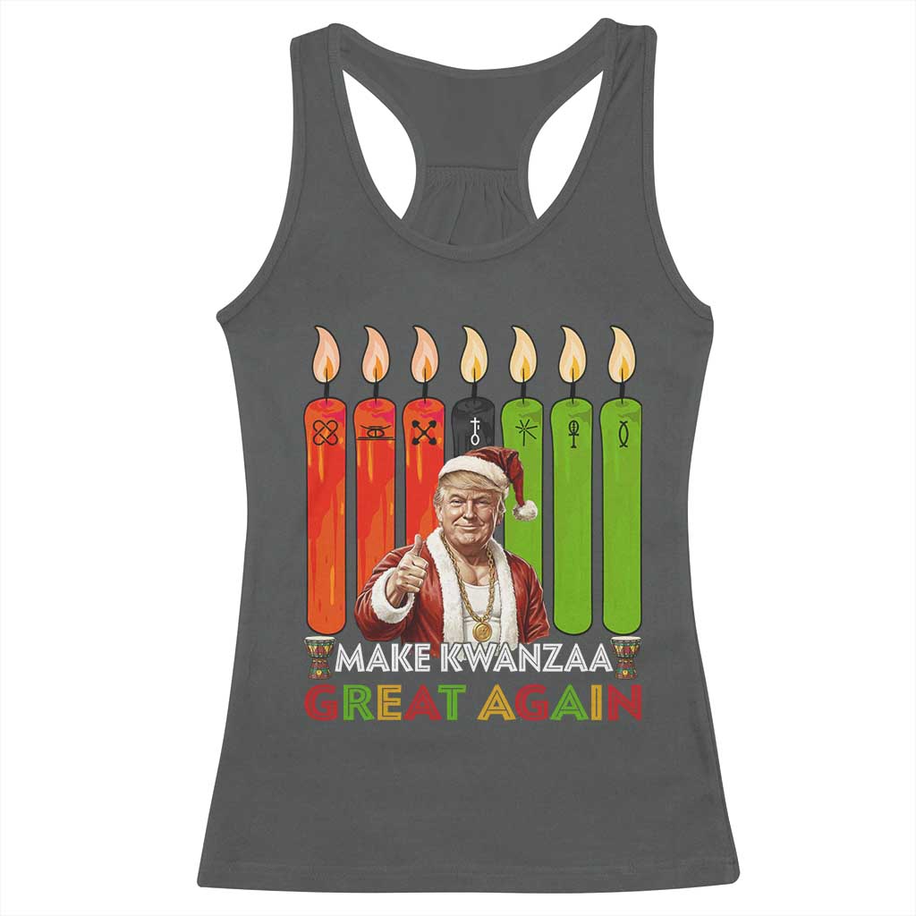 Funny Santa Trump Racerback Tank Top Make Kwanzaa Great Again African Heritage Gift TS12 Dark Heather Print Your Wear