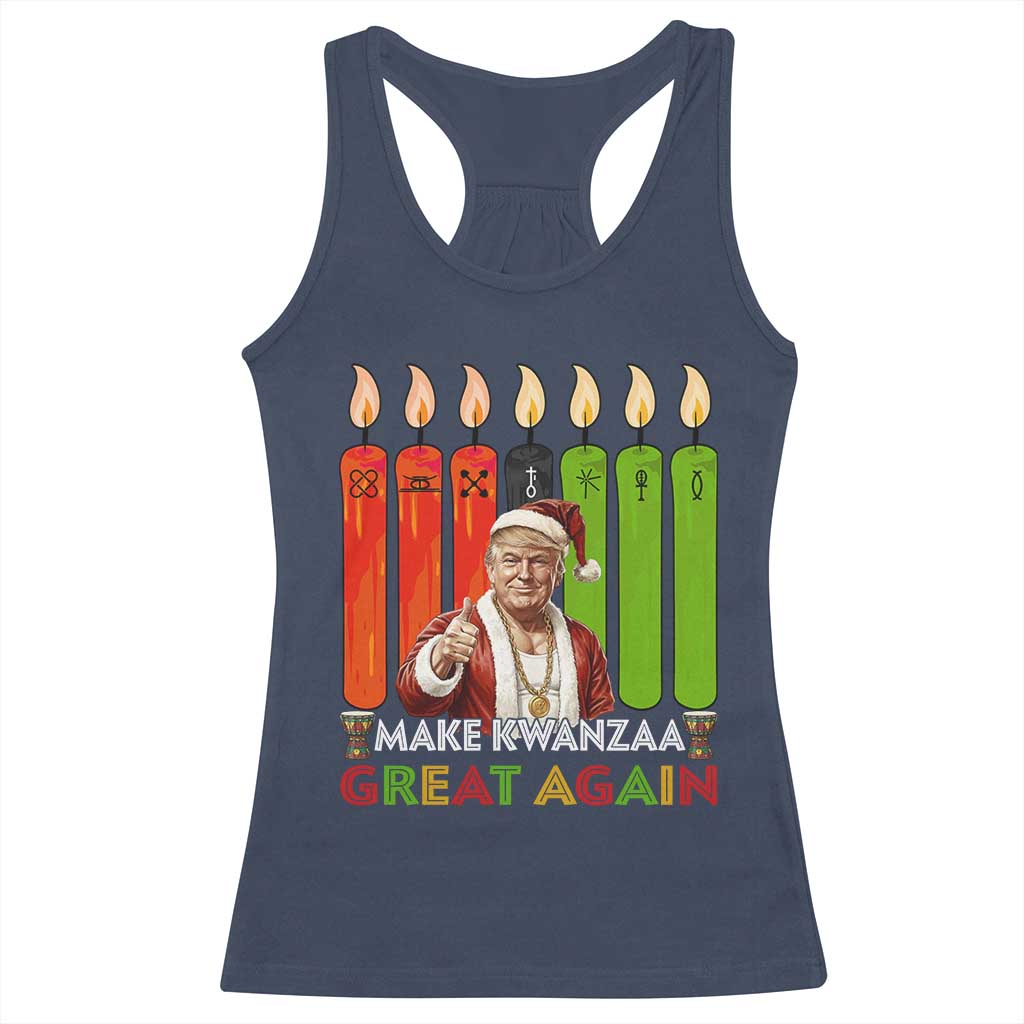 Funny Santa Trump Racerback Tank Top Make Kwanzaa Great Again African Heritage Gift TS12 Navy Print Your Wear