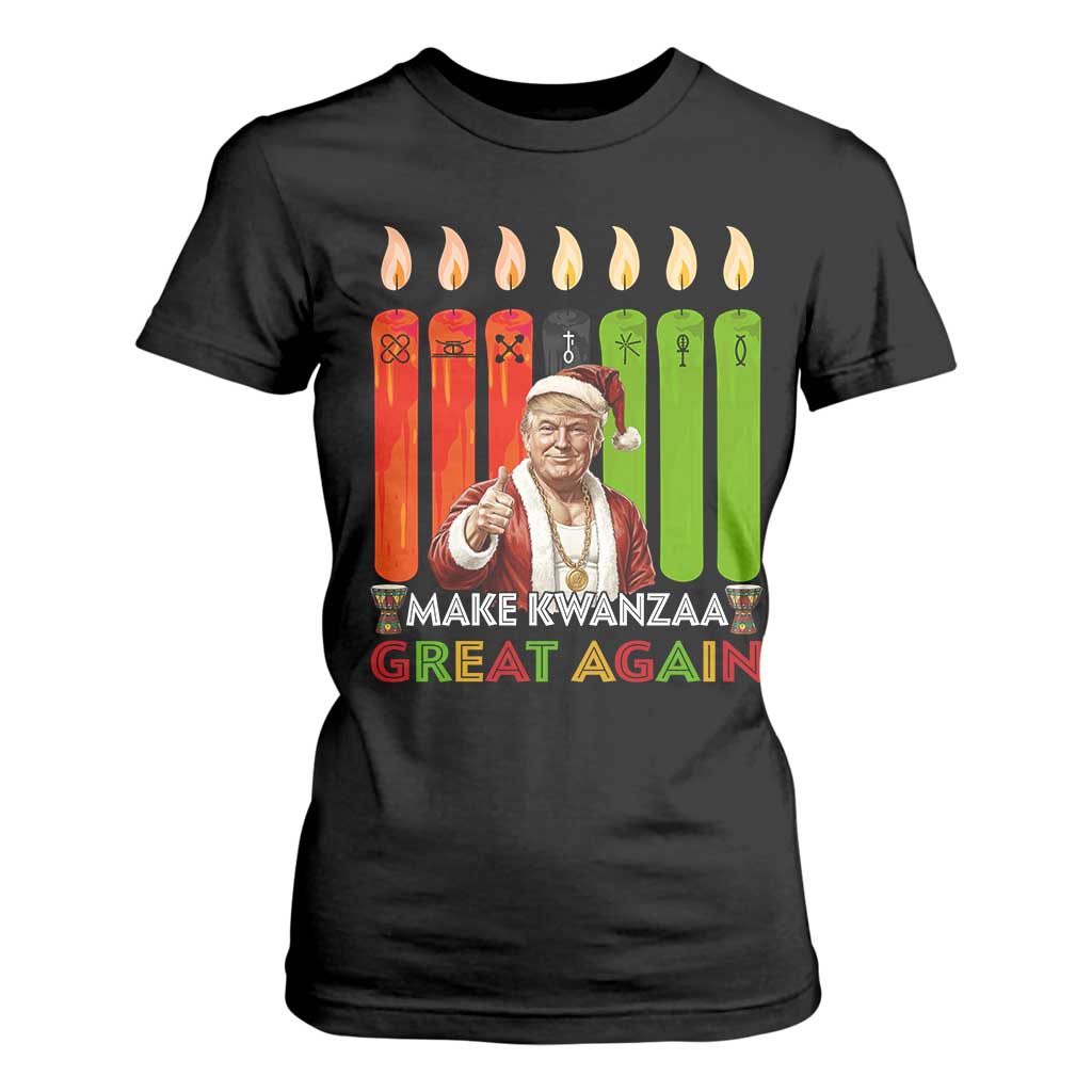Funny Santa Trump T Shirt For Women Make Kwanzaa Great Again African Heritage Gift - Print Your Wear