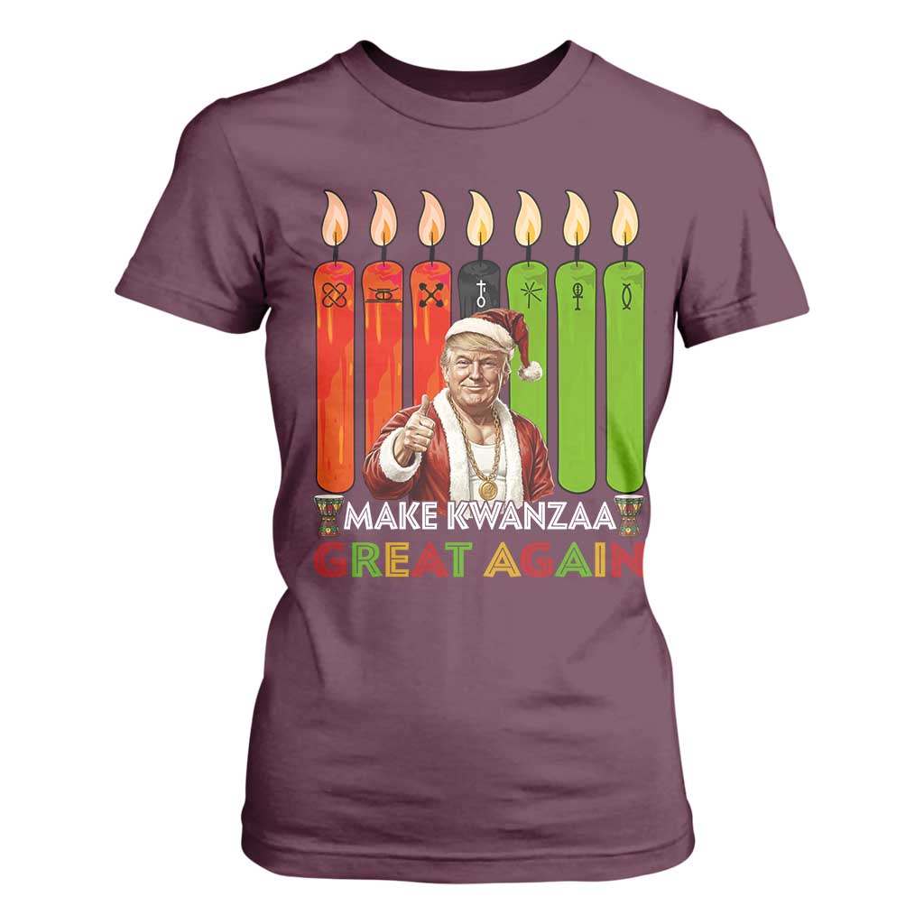 Funny Santa Trump T Shirt For Women Make Kwanzaa Great Again African Heritage Gift - Print Your Wear