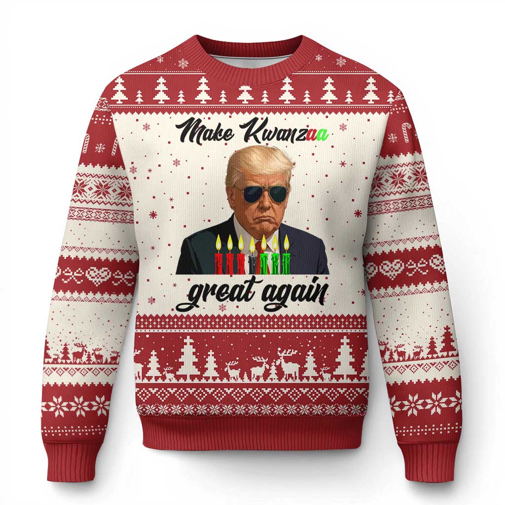 Make Kwanzaa Great Again Ugly Christmas Sweater Funny Trump Parody Gift TS12 Beige Red Print Your Wear