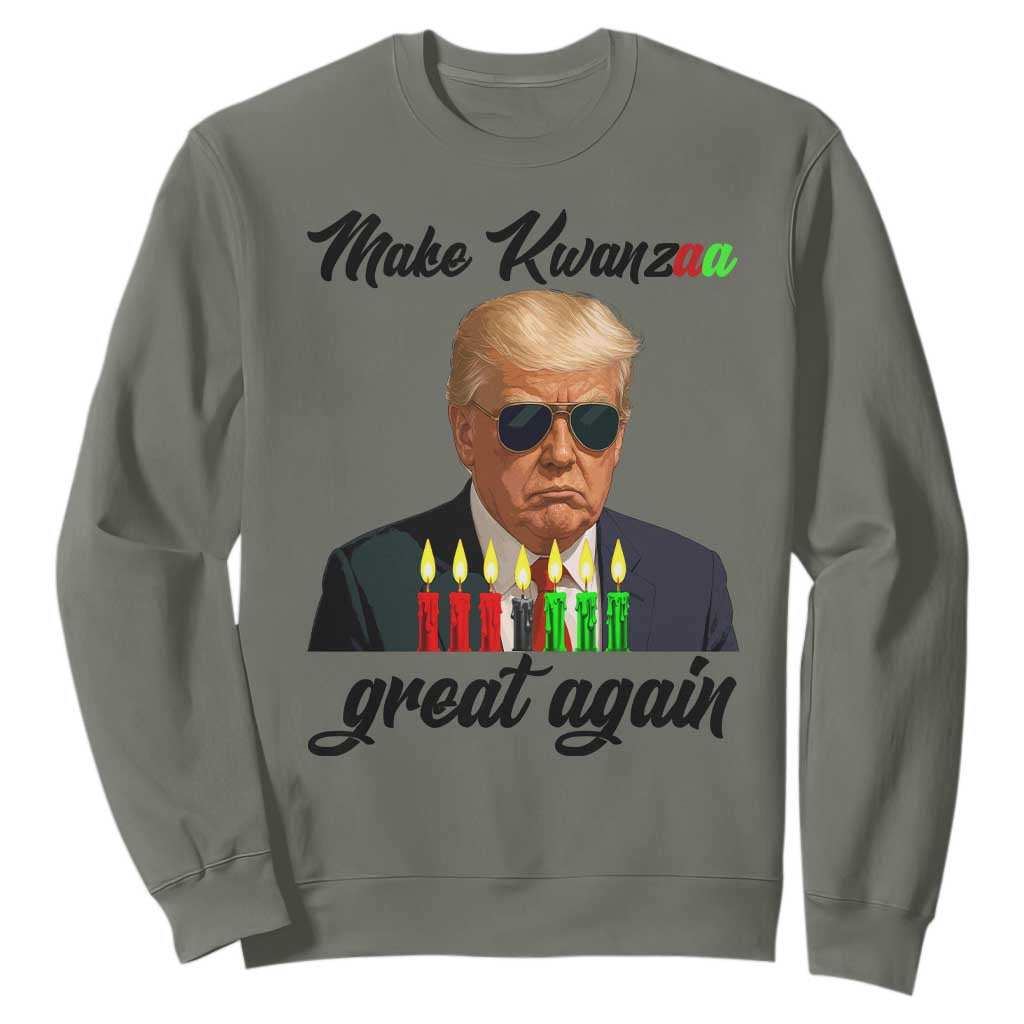Make Kwanzaa Great Again Sweatshirt Funny Trump Parody Gift TS12 Military Green Print Your Wear