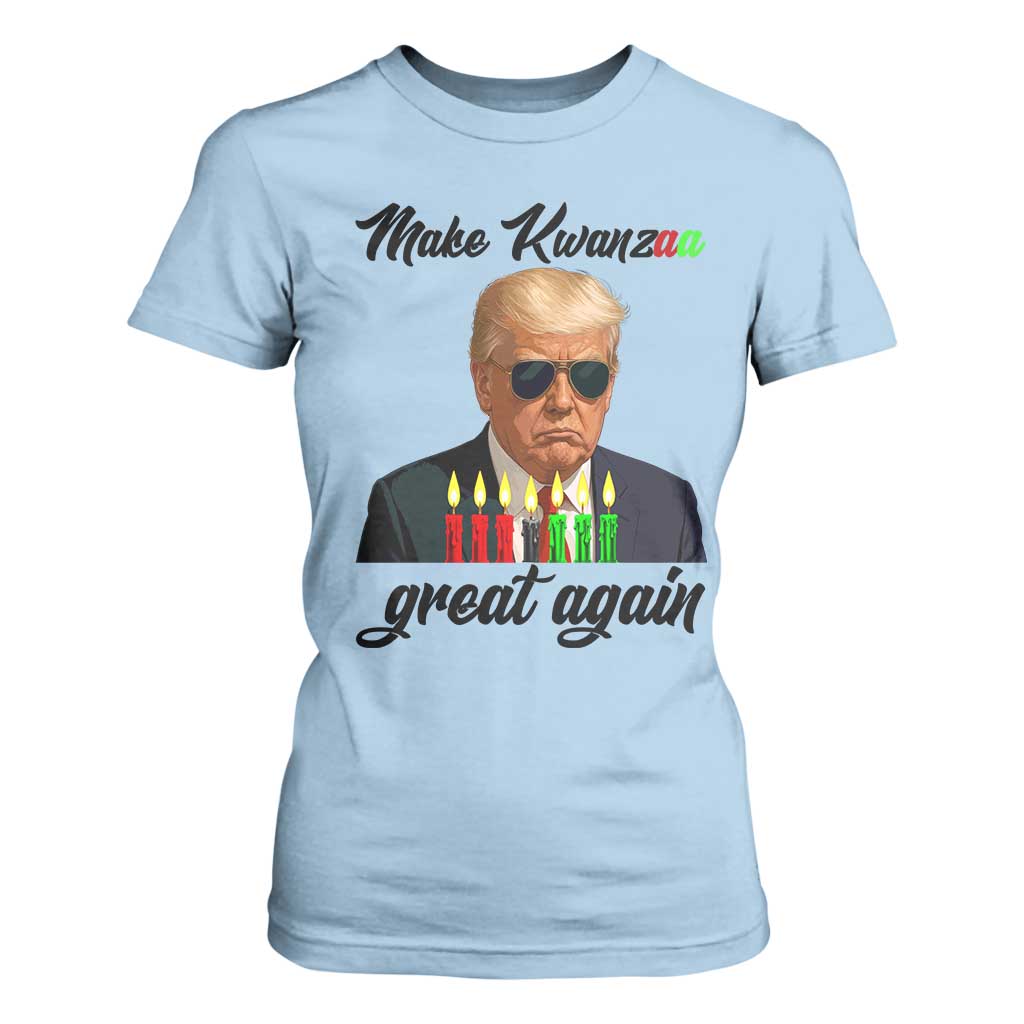 Make Kwanzaa Great Again T Shirt For Women Funny Trump Parody Gift TS12 Light Blue Print Your Wear