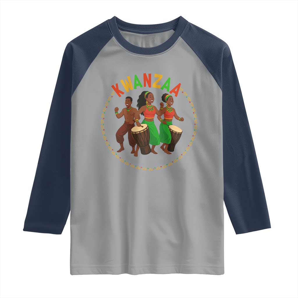 Celebrate Kwanzaa Together African Culture Dance Gift Raglan Shirt TS12 Sport Gray Navy Print Your Wear