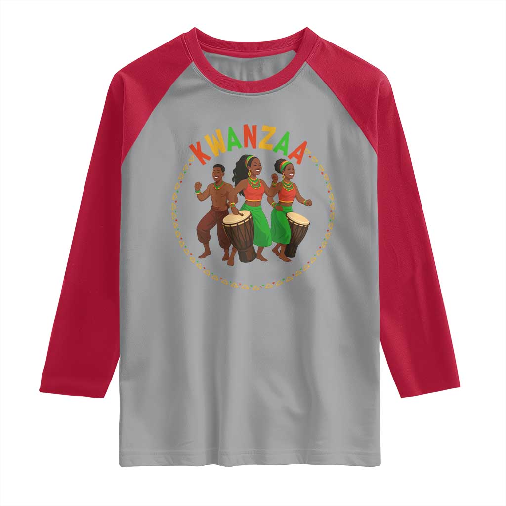 Celebrate Kwanzaa Together African Culture Dance Gift Raglan Shirt TS12 Sport Gray Red Print Your Wear