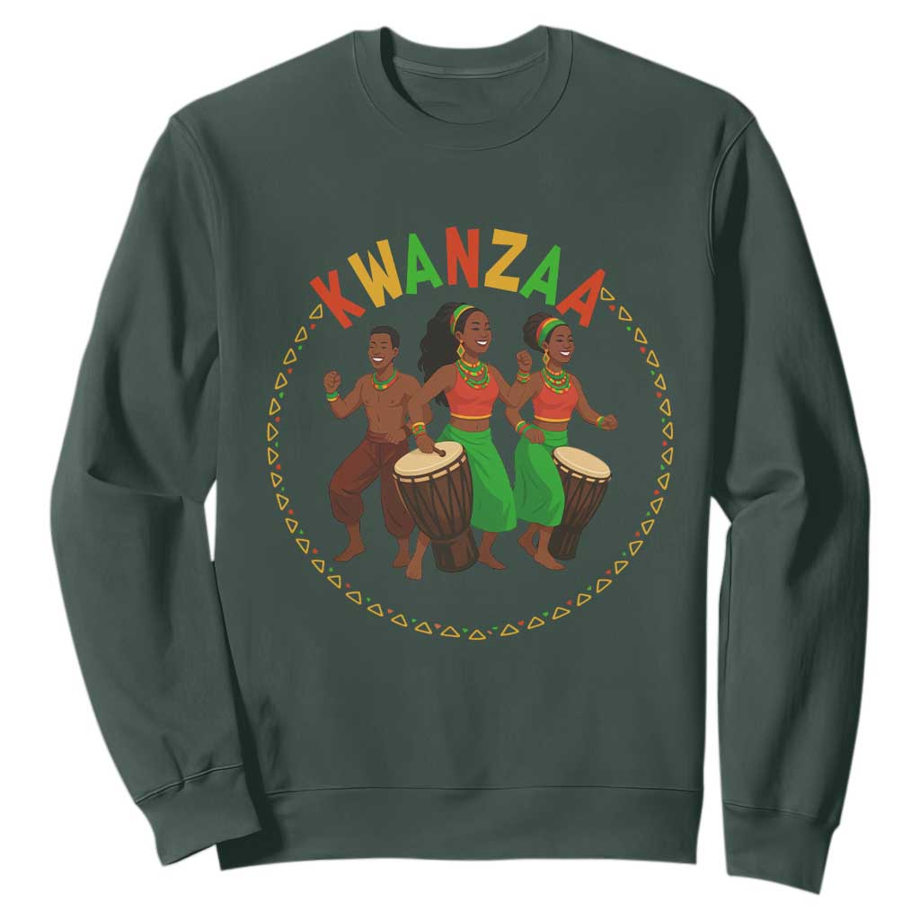Celebrate Kwanzaa Together African Culture Dance Gift Sweatshirt TS12 Dark Forest Green Print Your Wear