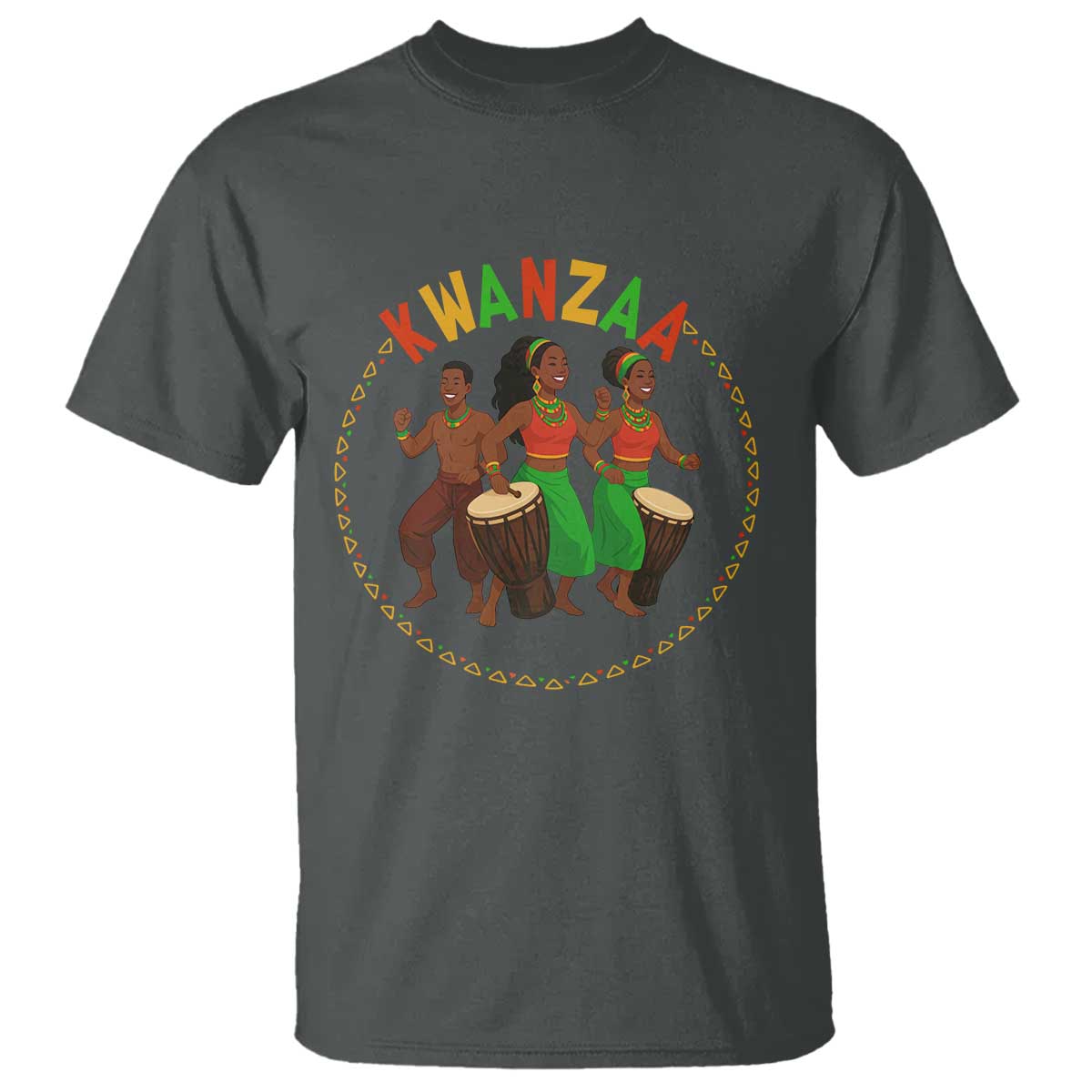 Celebrate Kwanzaa Together African Culture Dance Gift T Shirt TS12 Dark Heather Print Your Wear