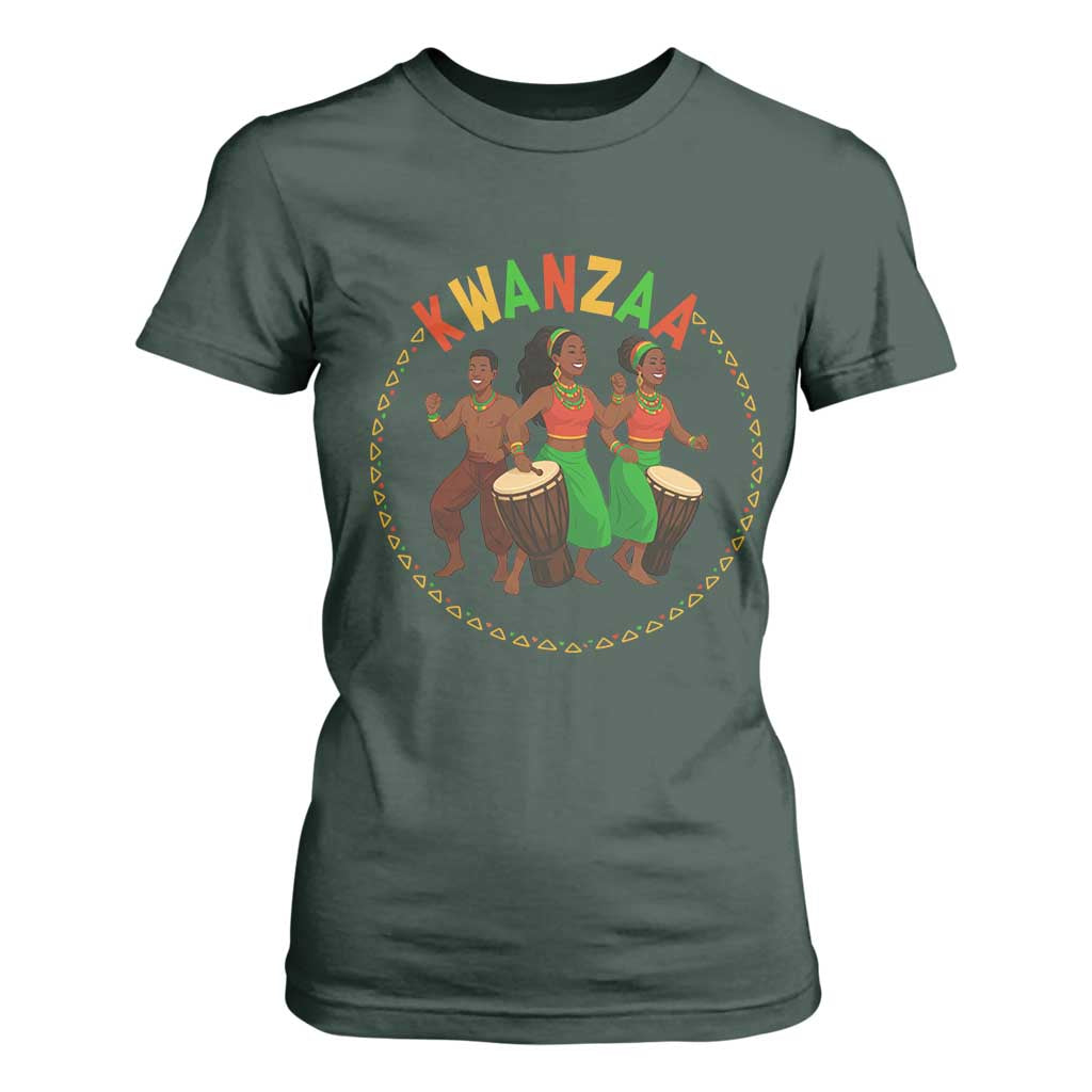 Celebrate Kwanzaa Together African Culture Dance Gift T Shirt For Women TS12 Dark Forest Green Print Your Wear
