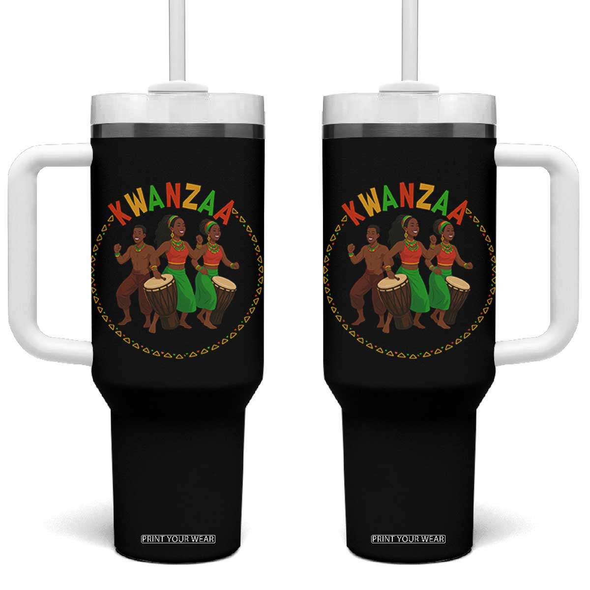 Celebrate Kwanzaa Together African Culture Dance Gift Tumbler With Handle TS12 One Size: 40 oz Black Print Your Wear