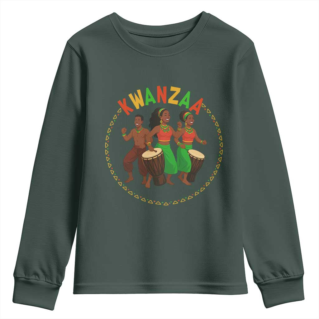 Celebrate Kwanzaa Together African Culture Dance Gift Youth Sweatshirt TS12 Dark Forest Green Print Your Wear