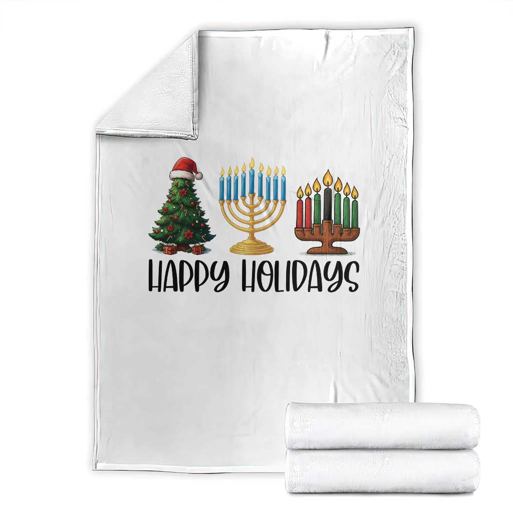 Christmas Hanukkah Kwanzaa Celebration Gift Throw Blanket Happy Holidays TS12 White Print Your Wear