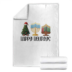 Christmas Hanukkah Kwanzaa Celebration Gift Throw Blanket Happy Holidays TS12 White Print Your Wear