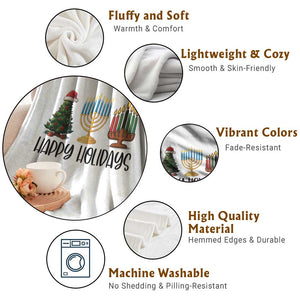 Christmas Hanukkah Kwanzaa Celebration Gift Throw Blanket Happy Holidays TS12 Print Your Wear