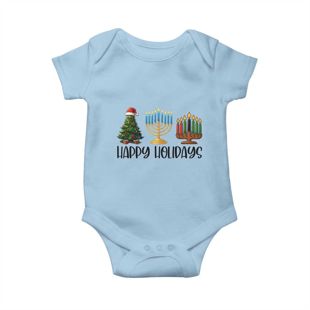 Christmas Hanukkah Kwanzaa Celebration Gift Baby Onesie Happy Holidays TS12 Light Blue Print Your Wear
