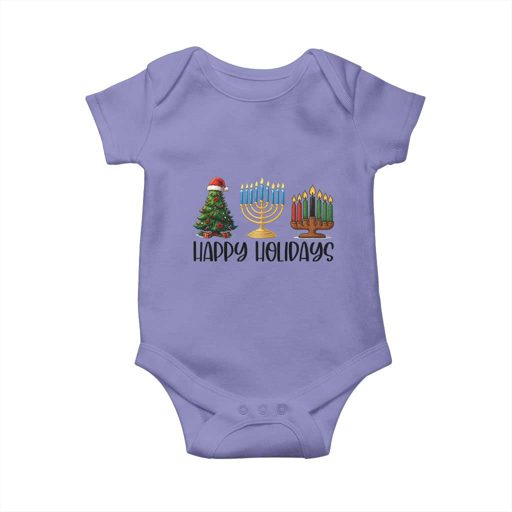 Christmas Hanukkah Kwanzaa Celebration Gift Baby Onesie Happy Holidays TS12 Violet Print Your Wear